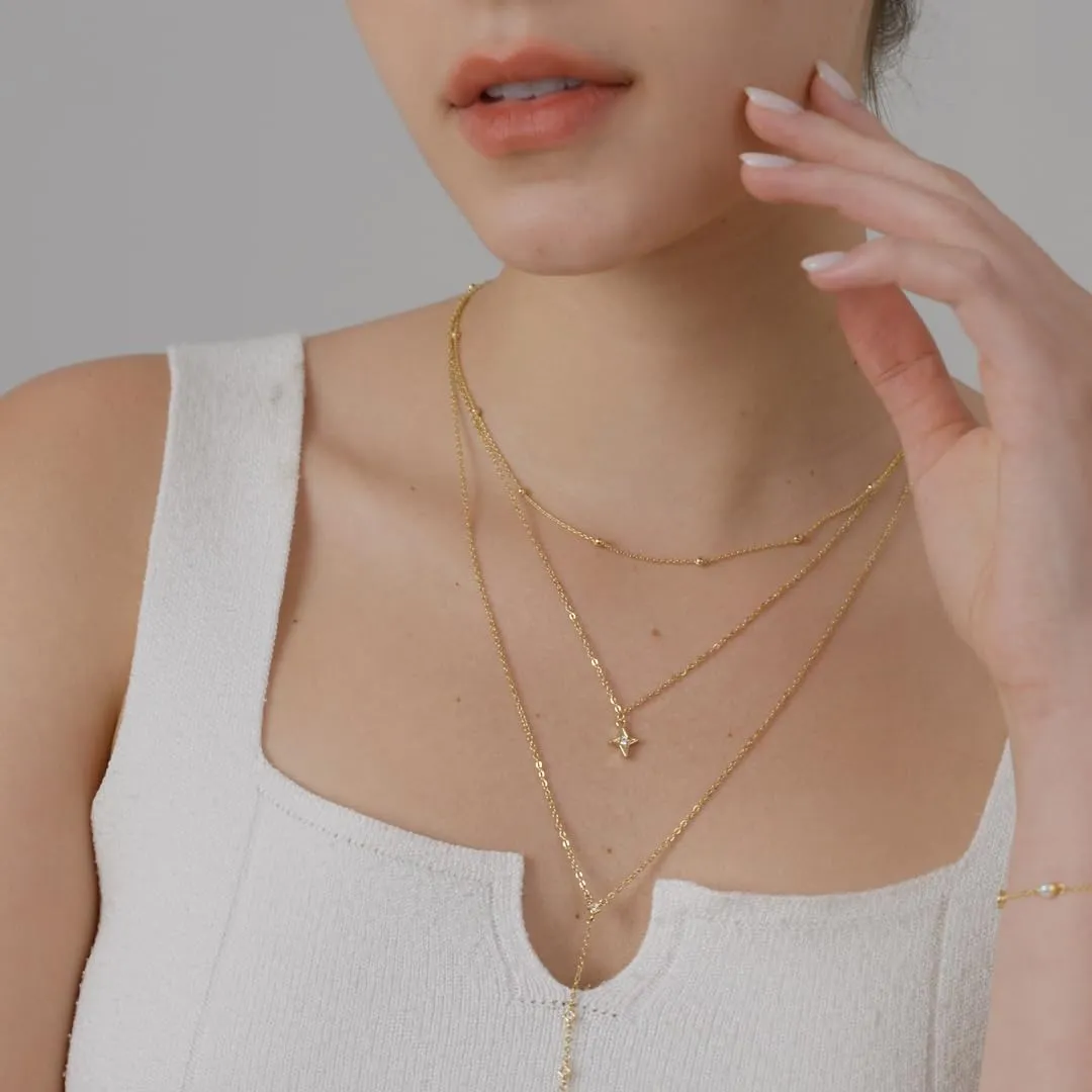 MINDDHA 14K Gold Plated Layering Necklaces | Minimalist Pendant Design | Stylish Y Pendant Necklace for Women | 15"/18"   3 inches Extender