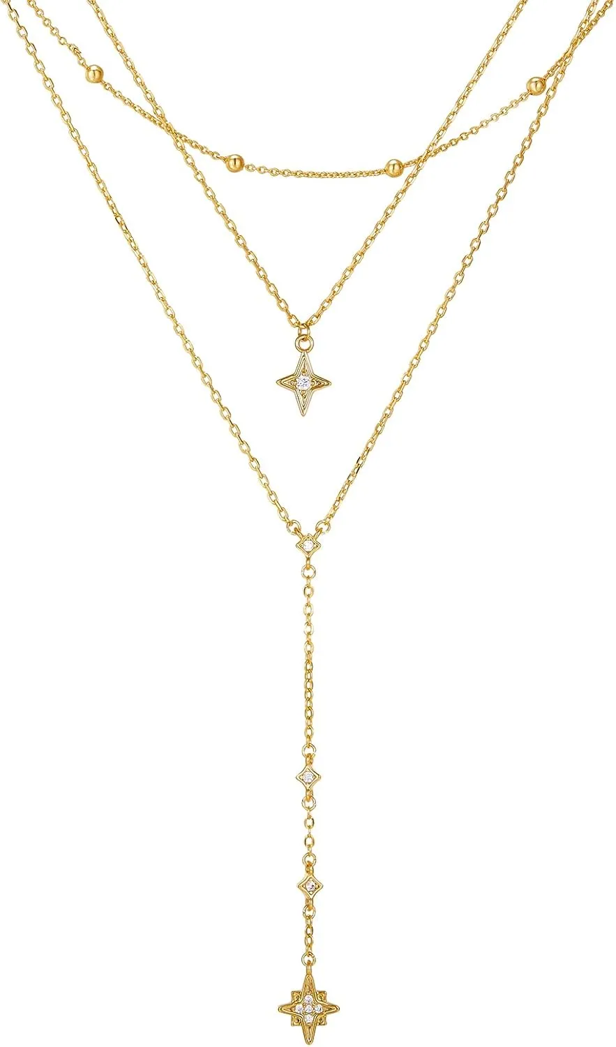 MINDDHA 14K Gold Plated Layering Necklaces | Minimalist Pendant Design | Stylish Y Pendant Necklace for Women | 15"/18"   3 inches Extender