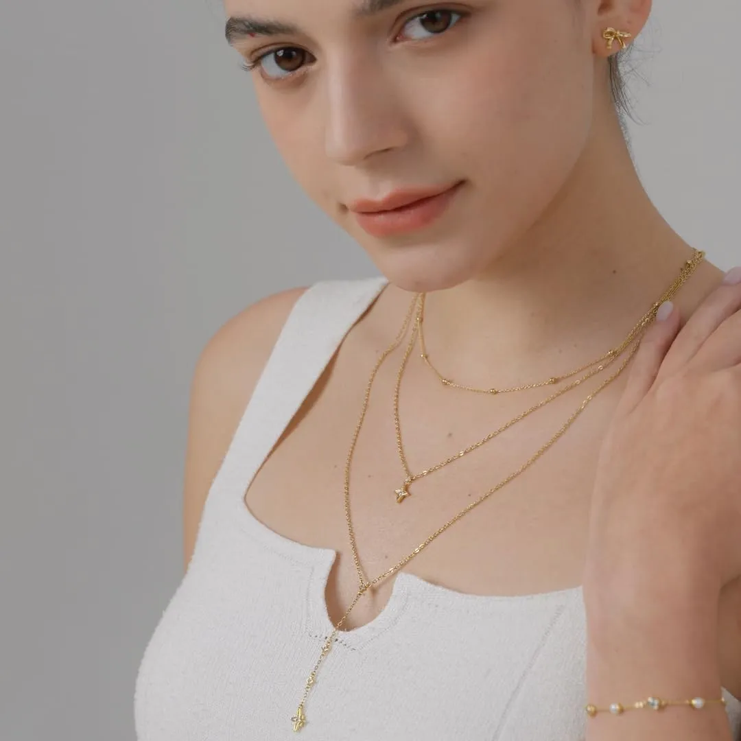 MINDDHA 14K Gold Plated Layering Necklaces | Minimalist Pendant Design | Stylish Y Pendant Necklace for Women | 15"/18"   3 inches Extender