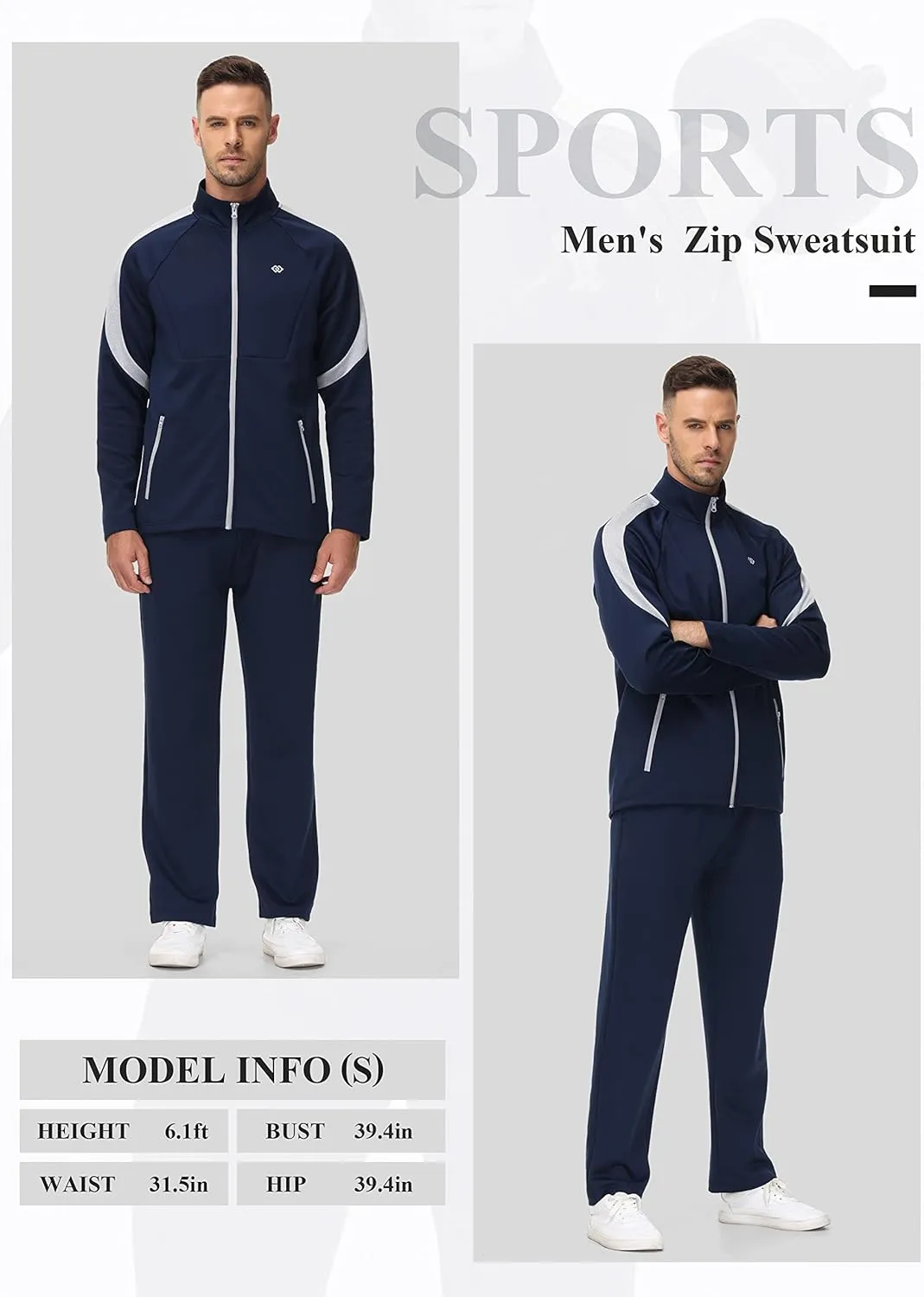 MoFiz Men's Tracksuits Sweatsuits for Men Athletic Set 2 Piece Track Suits Jogging Casual Warm Up Full Zip Running Sports