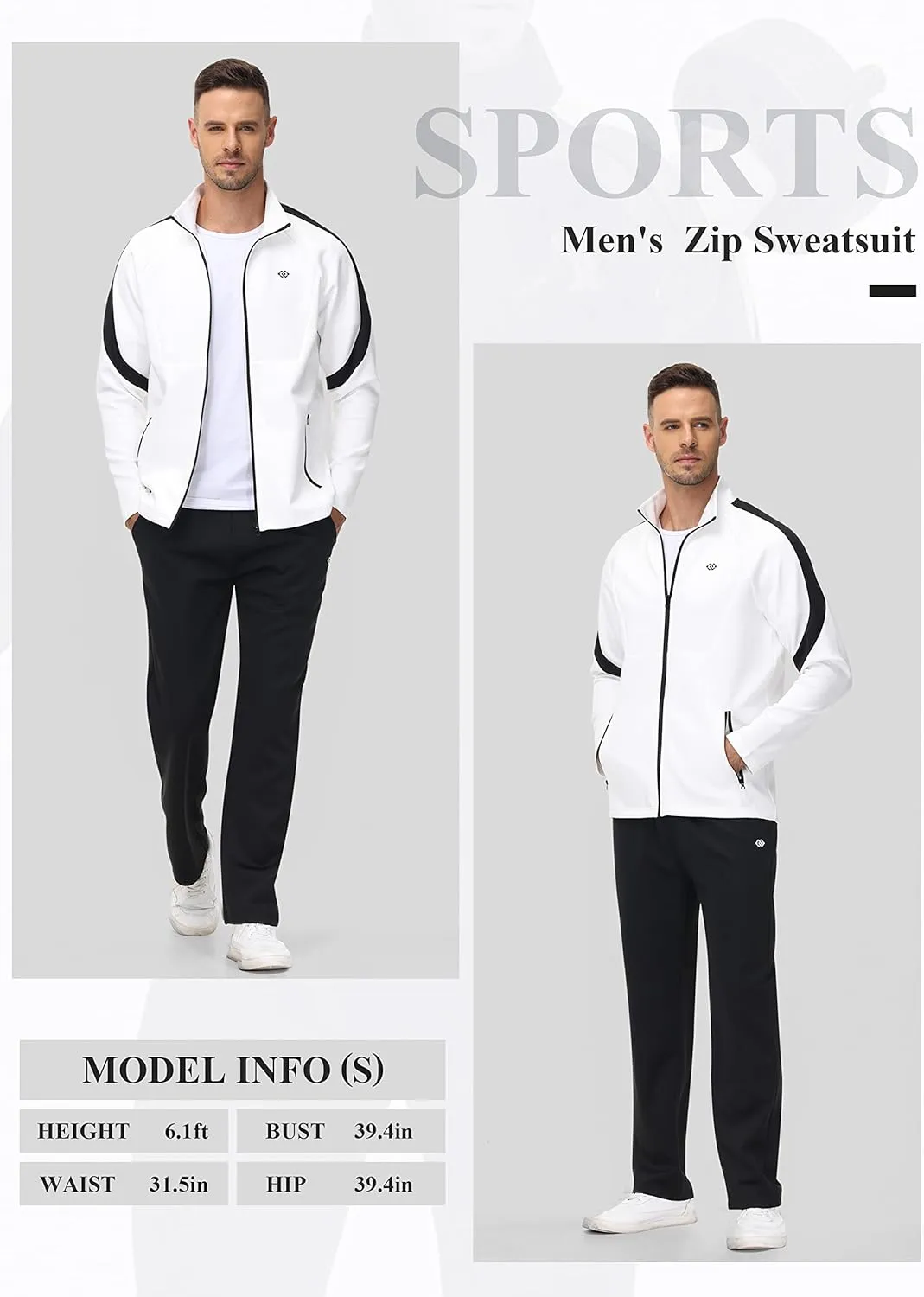 MoFiz Men's Tracksuits Sweatsuits for Men Athletic Set 2 Piece Track Suits Jogging Casual Warm Up Full Zip Running Sports