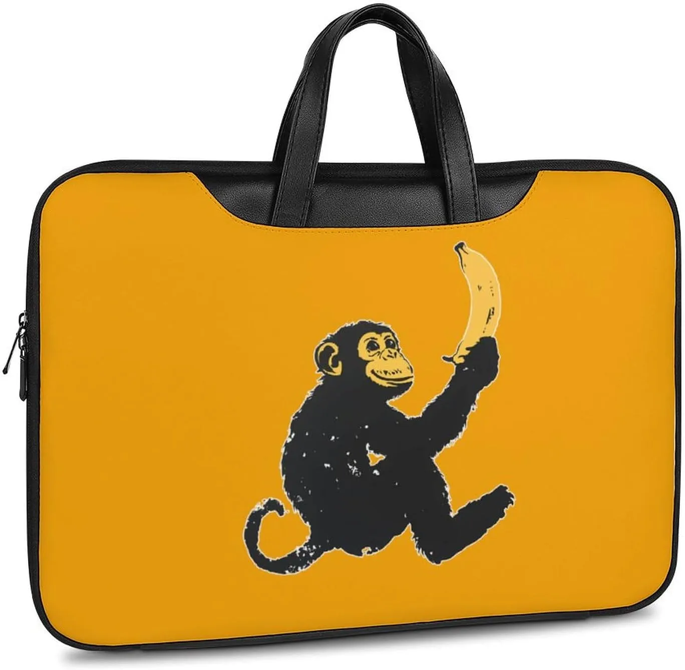 Monkey Holding A Banana Leather Bag Laptop Case Slim Water Resistant Computer Bags with Handle Briefcase for Work