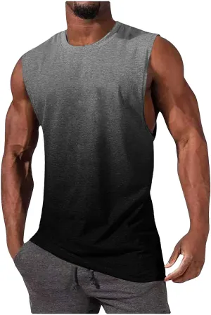 Muscle Fit Tank Tops T Shirts for Men Sleeveless Tie Dye Graphic Tees Summer Cut Off Workout Running Shirt Loose Fit