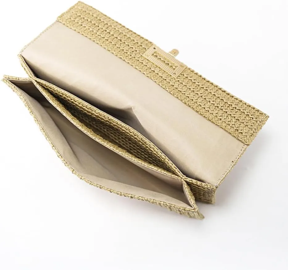 Orgone Straw Clutch Purse, Summer Beach Handbags, Boho Woven Envelope Wallet for Formal Evening Party Wedding