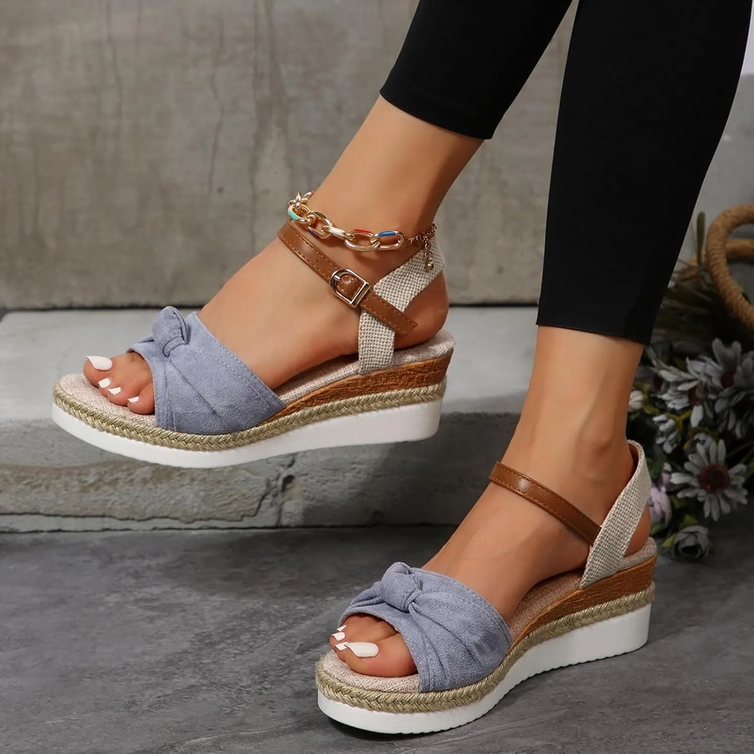 Orthopedic Platform Wedge Sandals for Women Summer Dressy 2025 Open Toe Strap Platform Ankle Sandals with Arch Support Wedge Summer Beach Sandals Dress Shoes Comfortable Outdoor Shoes