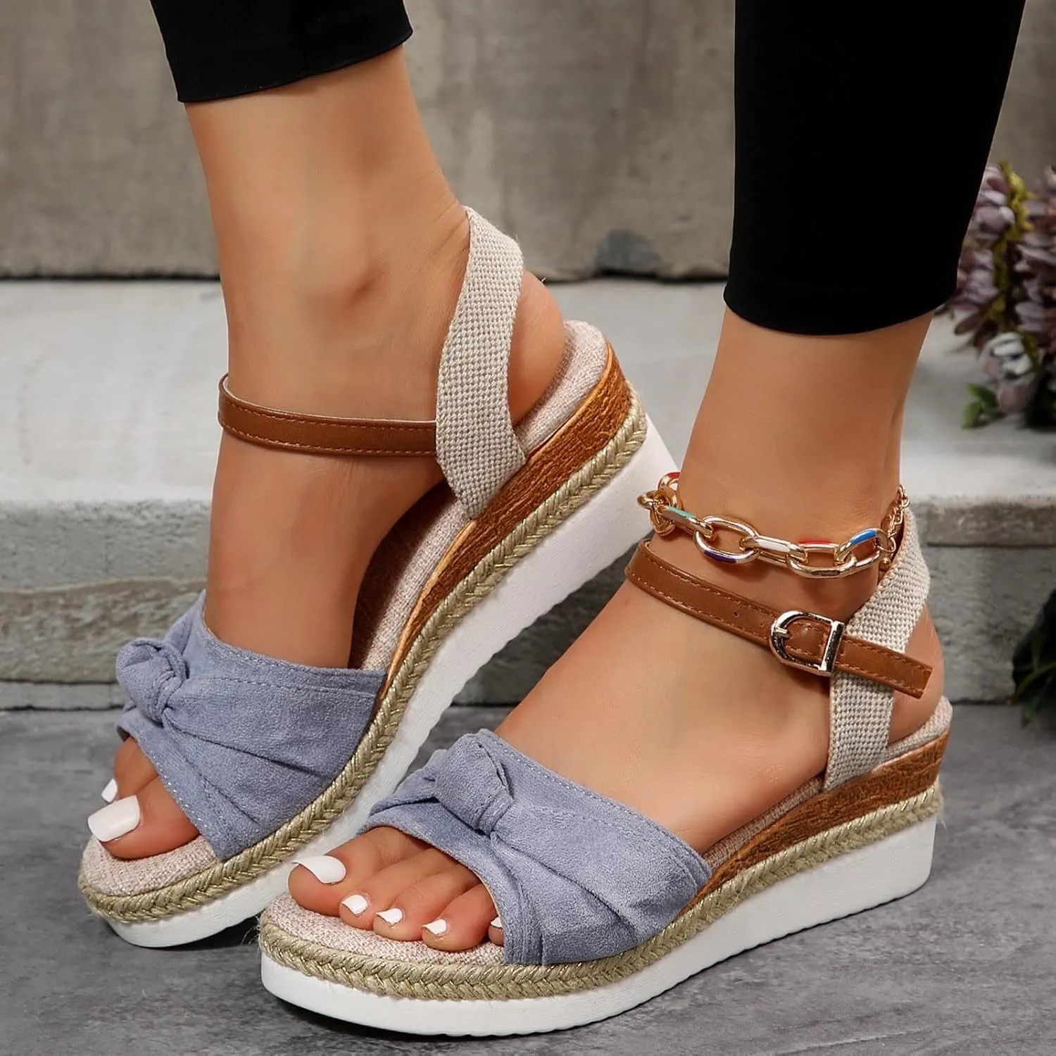 Orthopedic Platform Wedge Sandals for Women Summer Dressy 2025 Open Toe Strap Platform Ankle Sandals with Arch Support Wedge Summer Beach Sandals Dress Shoes Comfortable Outdoor Shoes