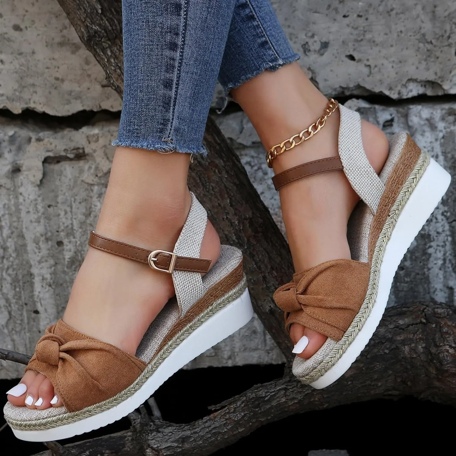 Orthopedic Platform Wedge Sandals for Women Summer Dressy 2025 Open Toe Strap Platform Ankle Sandals with Arch Support Wedge Summer Beach Sandals Dress Shoes Comfortable Outdoor Shoes