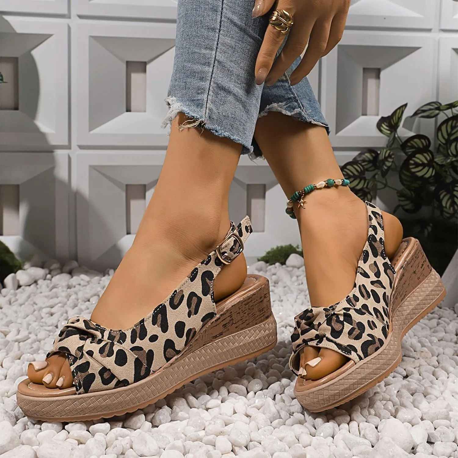 Orthopedic Sandals for Women,Casual Comfort Breathable Open Toe Mesh Thick Sole Backless Sandals 2025 Summer Comfortable Memory Foam Non Slip Beach Ankle Strap Platform Shoes