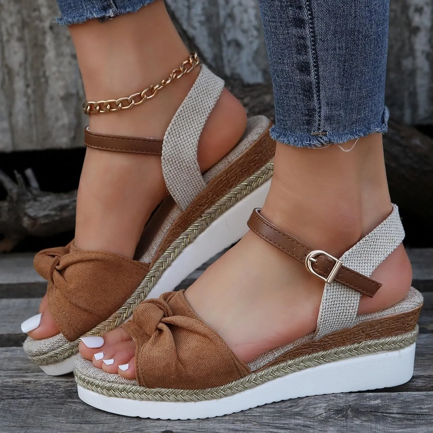 Orthopedic Sandals for Women,Womens Open Toe Ankle Strap Platform Sandals Casual Strappy Low Wedges Sandals Beach Boho Sandals Comfortable Outdoor Shoes