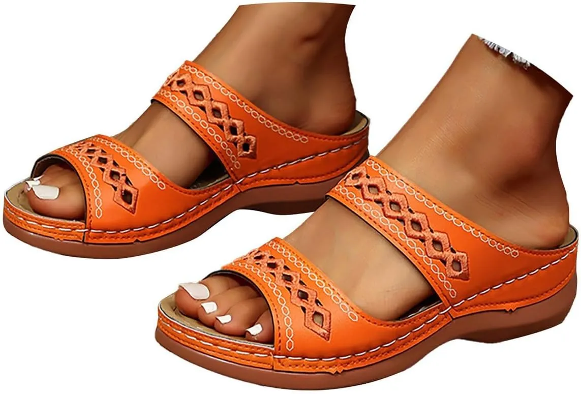 Orthopedic Wedge Sandals for Women 2025 Summer Casual Open Toe Backless Fish Mouth Thick Sole Sandals Breathable Non Slip Beach Walking Fashionable Comfortable Outdoor Shoes