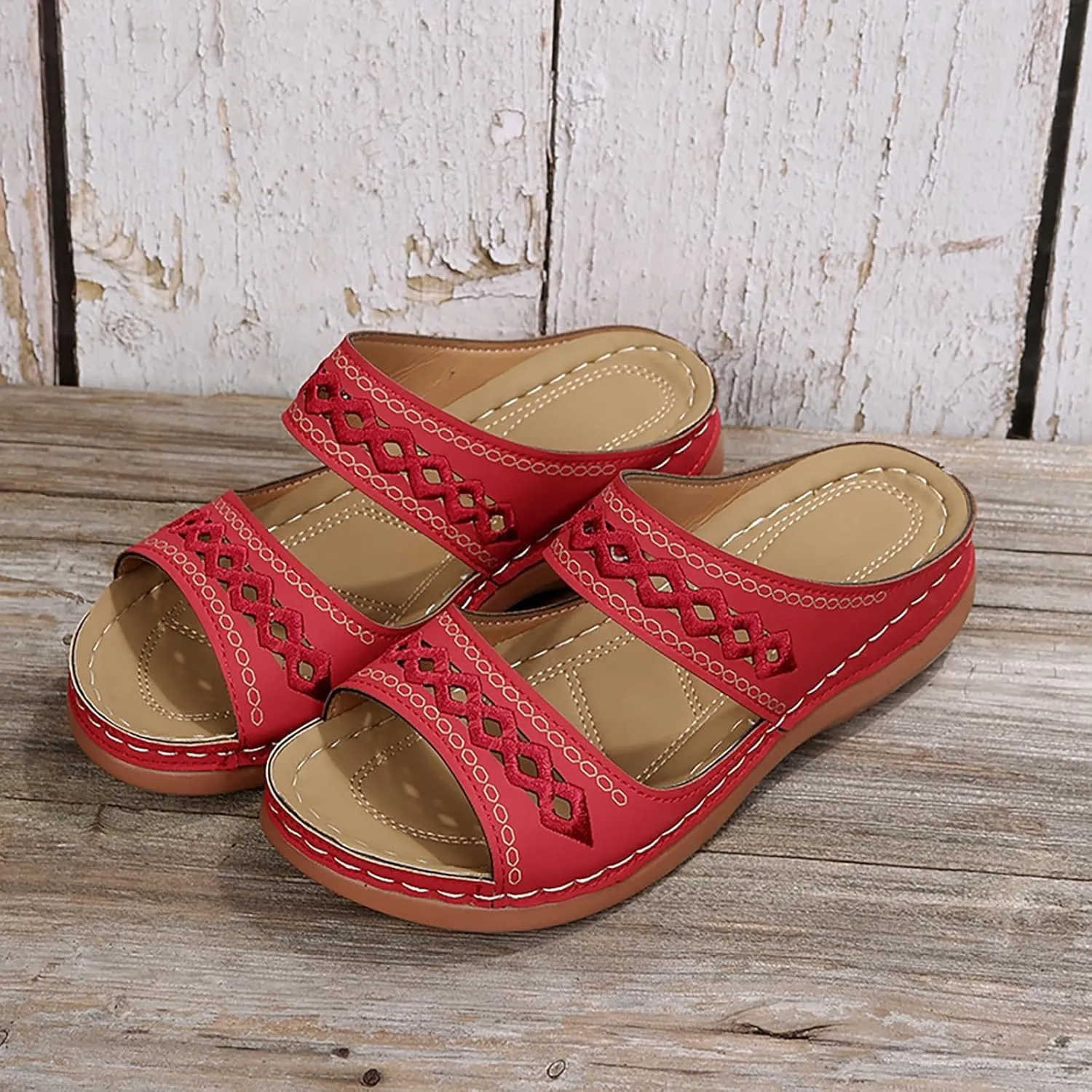 Orthopedic Wedge Sandals for Women 2025 Summer Casual Open Toe Backless Fish Mouth Thick Sole Sandals Breathable Non Slip Beach Walking Fashionable Comfortable Outdoor Shoes