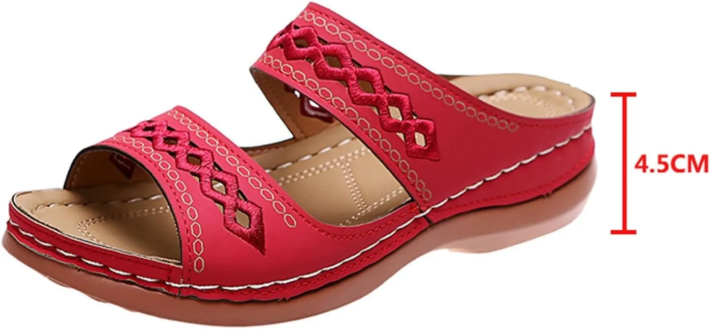 Orthopedic Wedge Sandals for Women 2025 Summer Casual Open Toe Backless Fish Mouth Thick Sole Sandals Breathable Non Slip Beach Walking Fashionable Comfortable Outdoor Shoes
