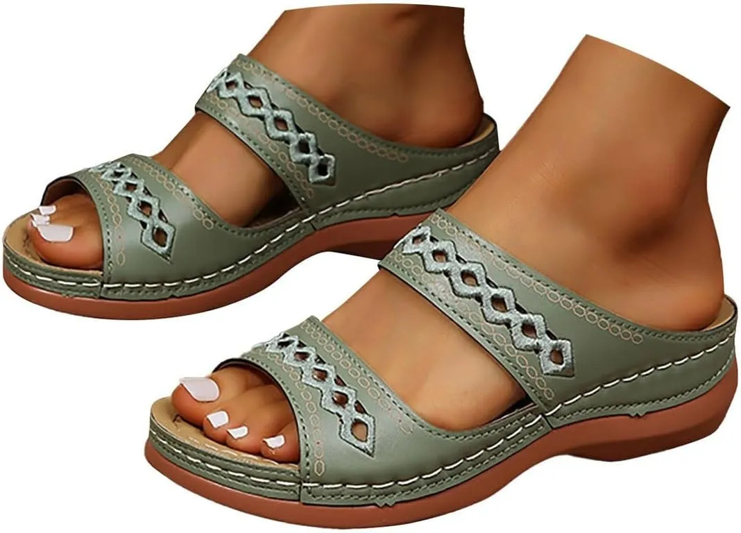 Orthopedic Wedge Sandals for Women 2025 Summer Casual Open Toe Backless Fish Mouth Thick Sole Sandals Breathable Non Slip Beach Walking Fashionable Comfortable Outdoor Shoes