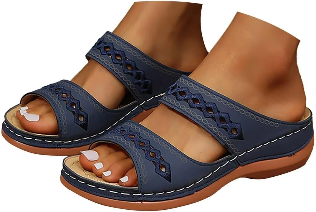 Orthopedic Wedge Sandals for Women 2025 Summer Casual Open Toe Backless Fish Mouth Thick Sole Sandals Breathable Non Slip Beach Walking Fashionable Comfortable Outdoor Shoes