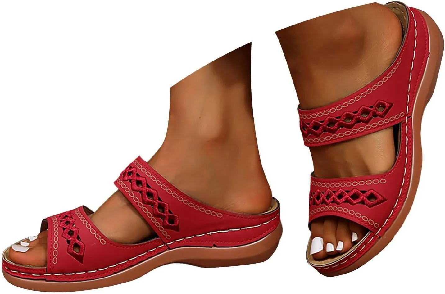 Orthopedic Wedge Sandals for Women 2025 Summer Casual Open Toe Backless Fish Mouth Thick Sole Sandals Breathable Non Slip Beach Walking Fashionable Comfortable Outdoor Shoes
