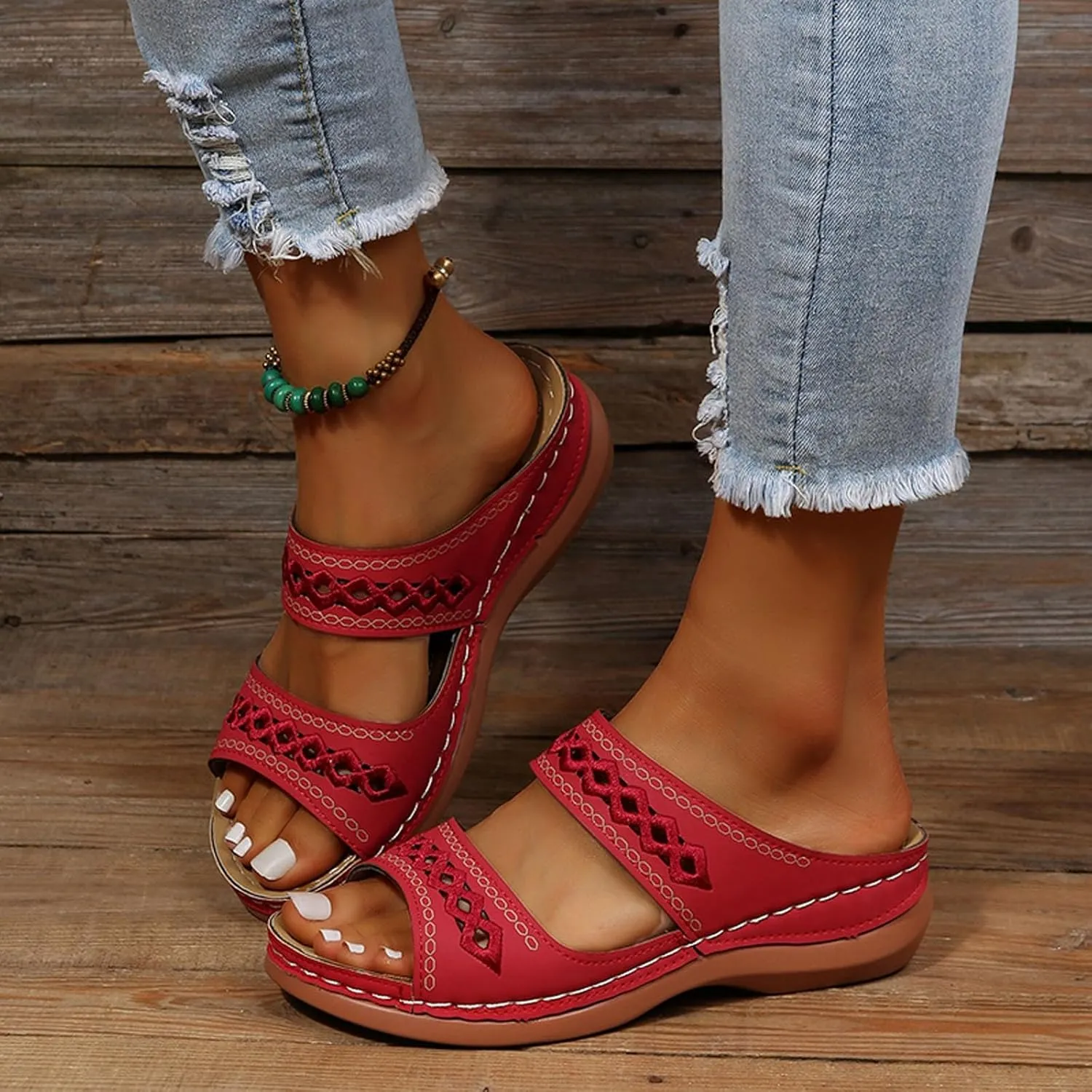 Orthopedic Wedge Sandals for Women 2025 Summer Casual Open Toe Backless Fish Mouth Thick Sole Sandals Breathable Non Slip Beach Walking Fashionable Comfortable Outdoor Shoes