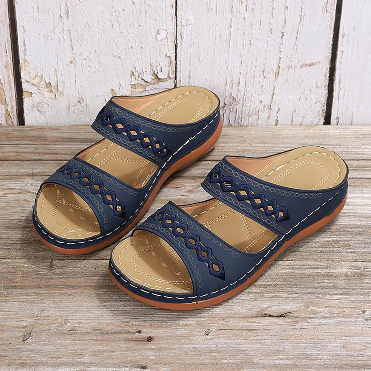 Orthopedic Wedge Sandals for Women 2025 Summer Casual Open Toe Backless Fish Mouth Thick Sole Sandals Breathable Non Slip Beach Walking Fashionable Comfortable Outdoor Shoes