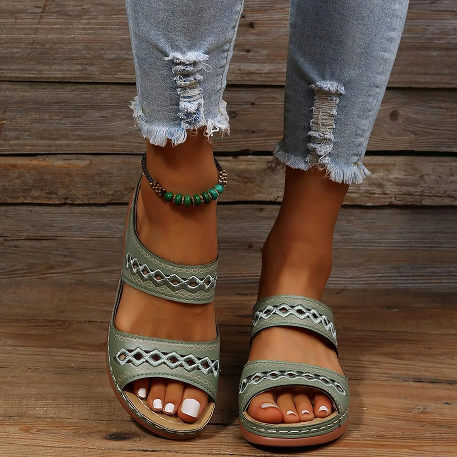 Orthopedic Wedge Sandals for Women 2025 Summer Casual Open Toe Backless Fish Mouth Thick Sole Sandals Breathable Non Slip Beach Walking Fashionable Comfortable Outdoor Shoes
