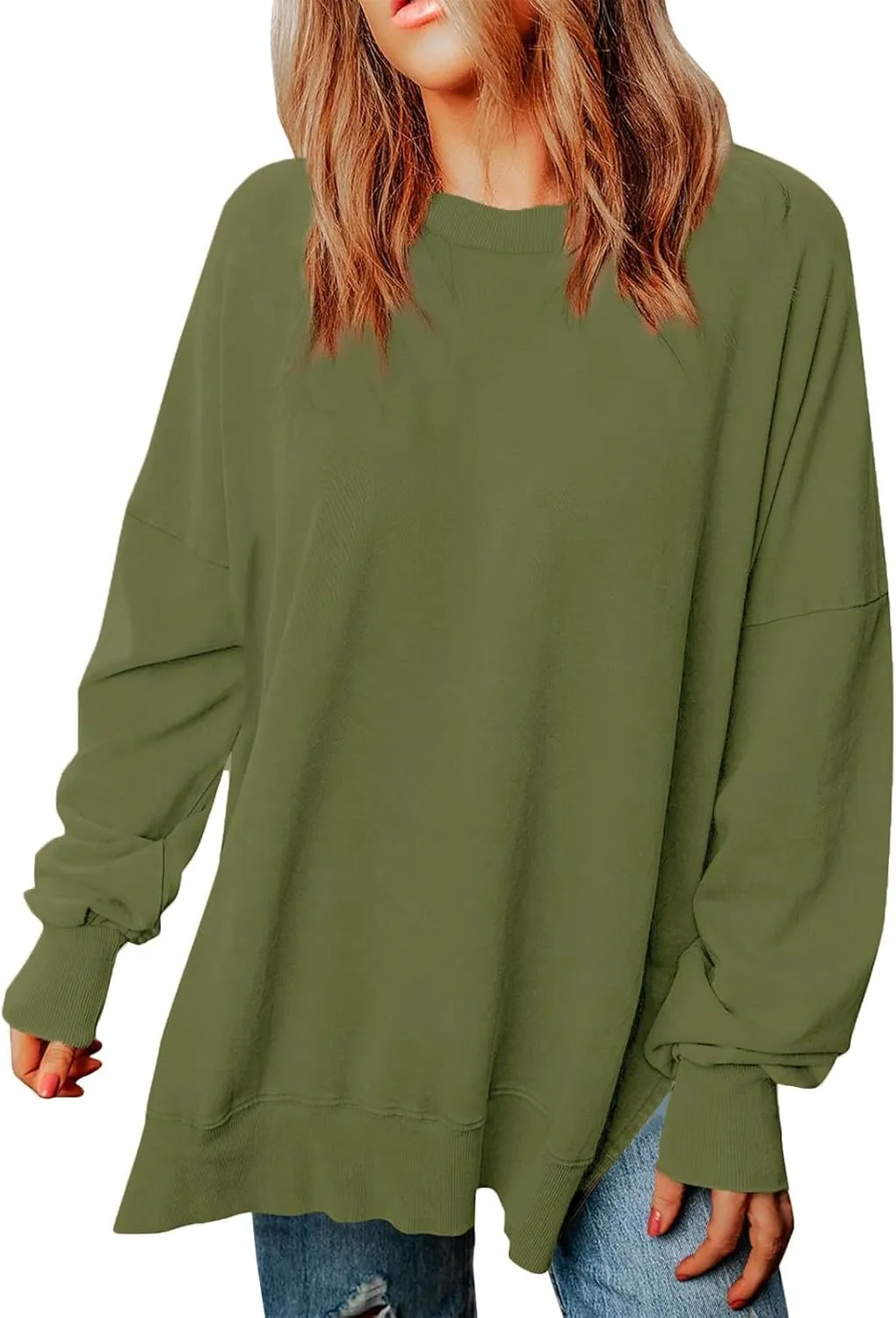 Oversized Sweatshirt for Women Casual Loose Cozy Sweater Long Sleeve Crewneck Lightweight Pullover 2024 Fall Clothes