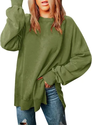 Oversized Sweatshirt for Women Casual Loose Cozy Sweater Long Sleeve Crewneck Lightweight Pullover 2024 Fall Clothes