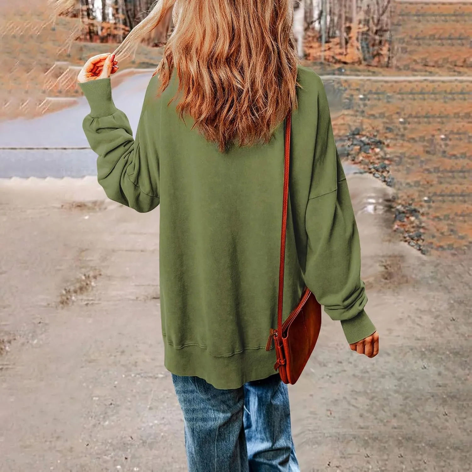 Oversized Sweatshirt for Women Casual Loose Cozy Sweater Long Sleeve Crewneck Lightweight Pullover 2024 Fall Clothes