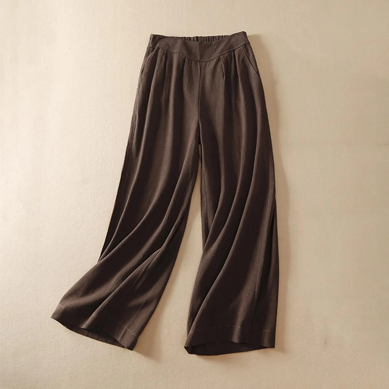 Palazzo Pants for Women Elastic High Waisted Pants Summer Linen Wide Leg Lounge Trousers Sporty Joggers
