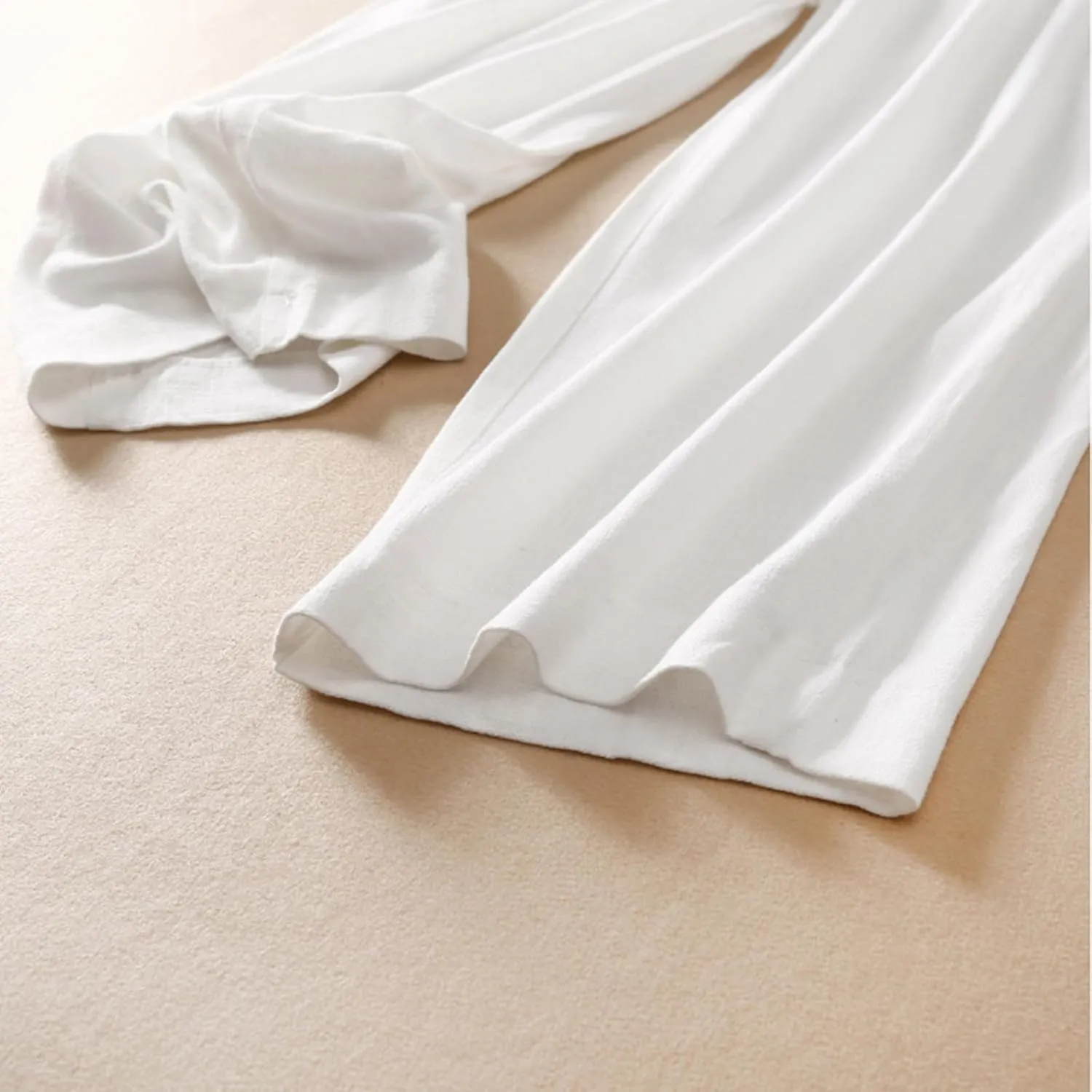 Palazzo Pants for Women Elastic High Waisted Pants Summer Linen Wide Leg Lounge Trousers Sporty Joggers