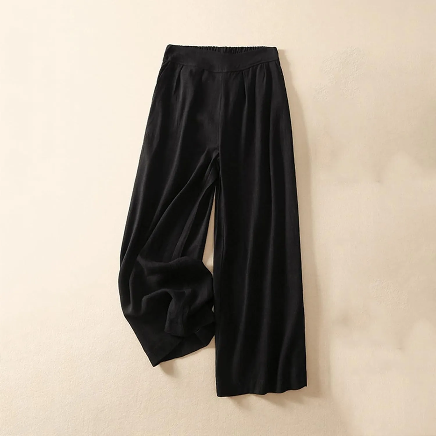 Palazzo Pants for Women Elastic High Waisted Pants Summer Linen Wide Leg Lounge Trousers Sporty Joggers