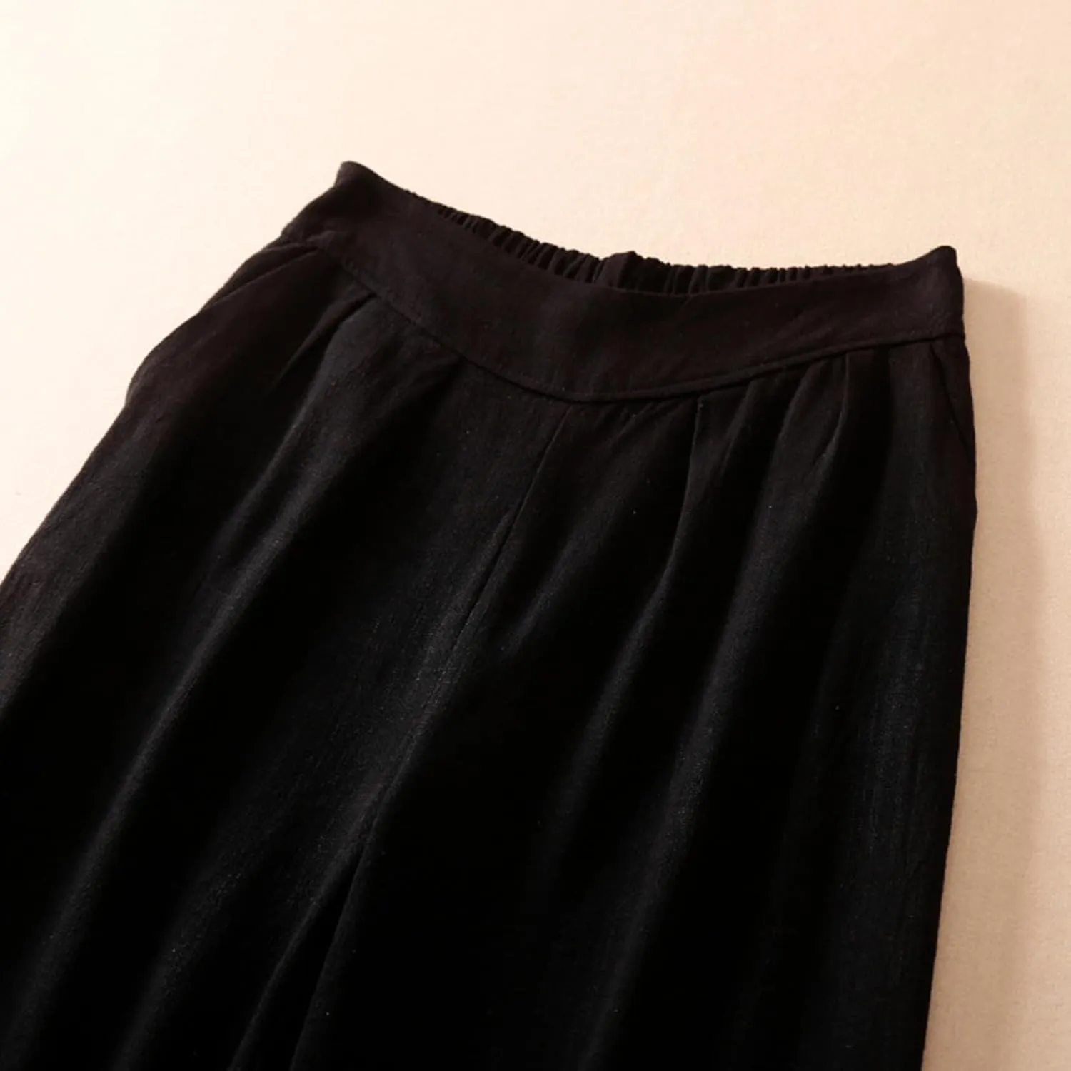 Palazzo Pants for Women Elastic High Waisted Pants Summer Linen Wide Leg Lounge Trousers Sporty Joggers