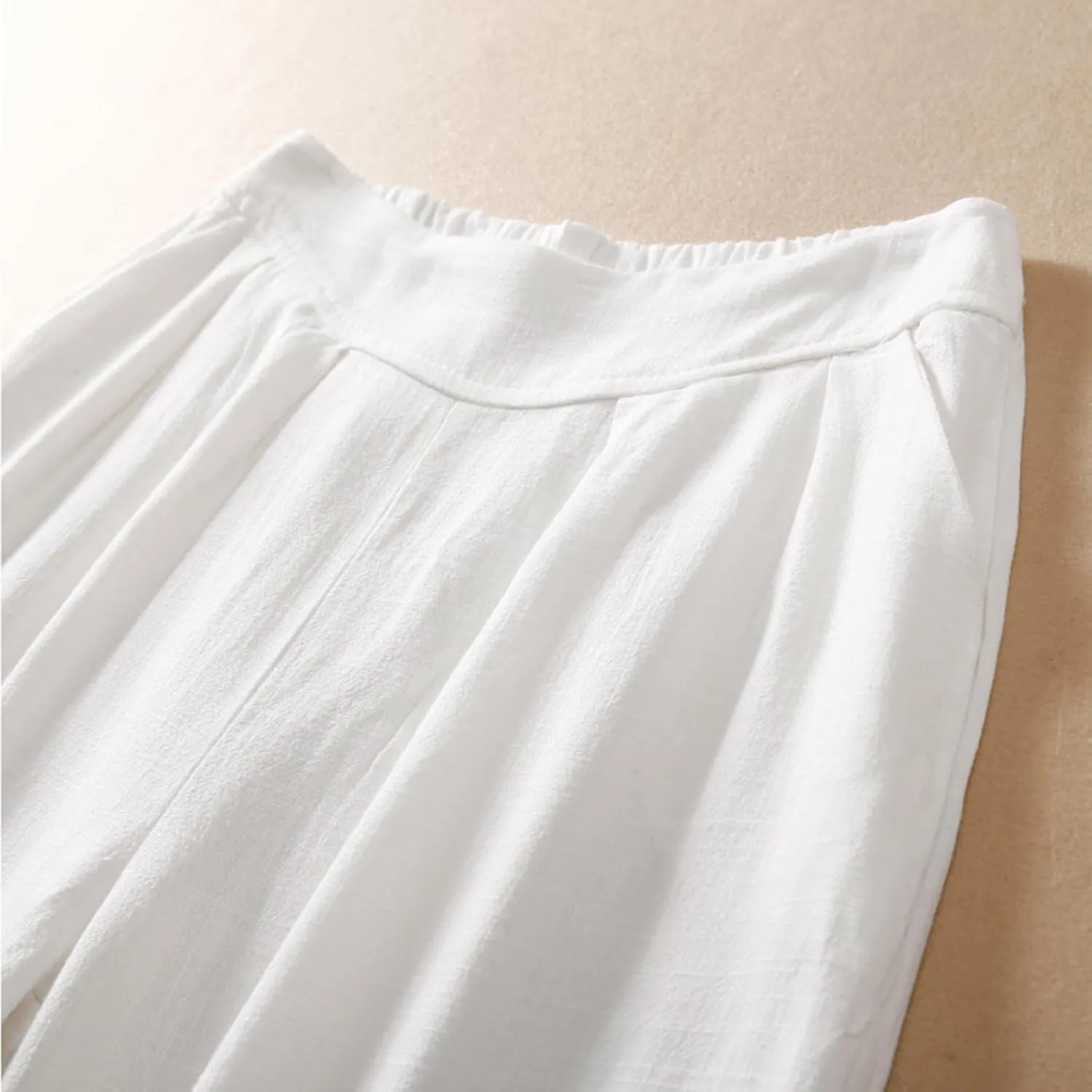 Palazzo Pants for Women Elastic High Waisted Pants Summer Linen Wide Leg Lounge Trousers Sporty Joggers