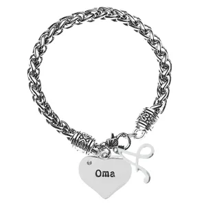 Personalized Oma Bracelet with Letter Charm, Custom Oma Jewelry, Mothers Day Jewelry, Gift for Her