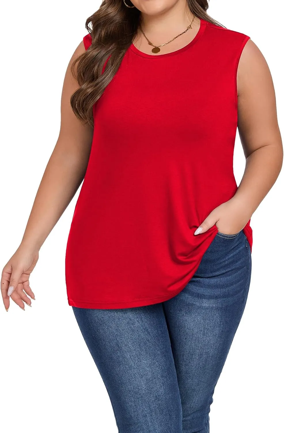 Plus Size Tops for Women Sleeveless Summer Tank Top Loose Fit Casual Tunics Shirts 1XL - 5XL