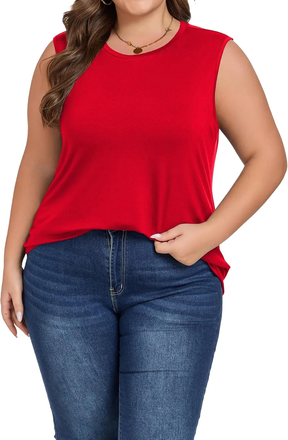 Plus Size Tops for Women Sleeveless Summer Tank Top Loose Fit Casual Tunics Shirts 1XL - 5XL