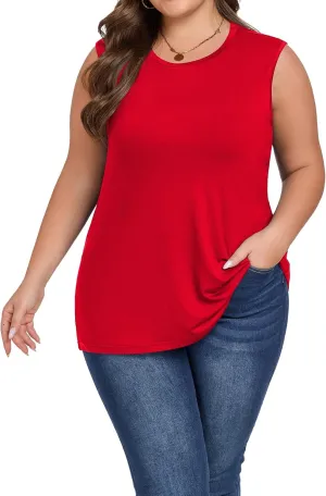 Plus Size Tops for Women Sleeveless Summer Tank Top Loose Fit Casual Tunics Shirts 1XL - 5XL