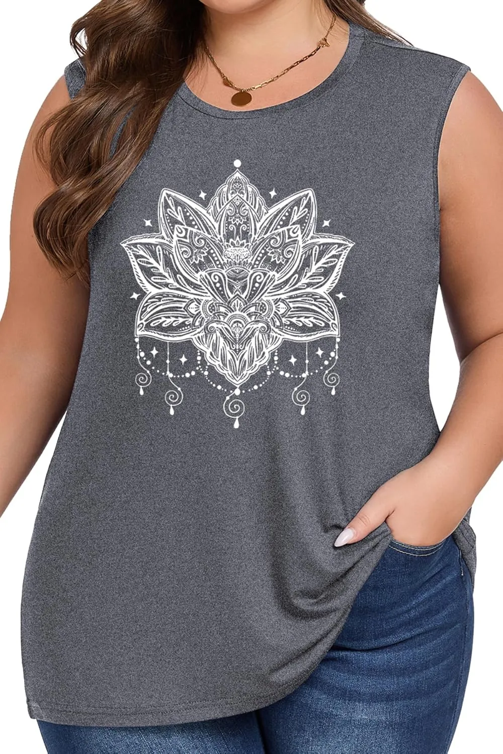 Plus Size Tops for Women Sleeveless Summer Tank Top Loose Fit Casual Tunics Shirts 1XL - 5XL