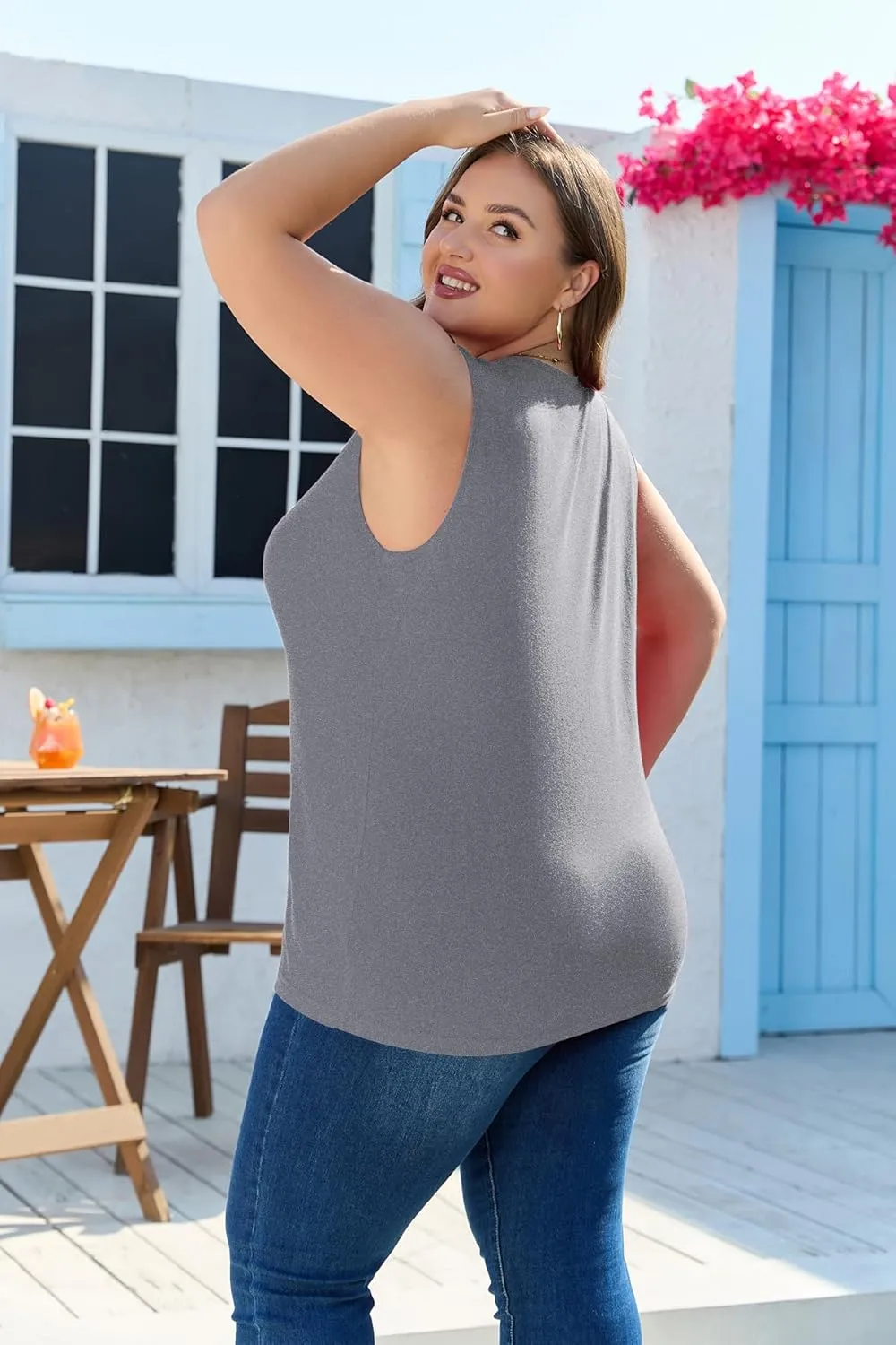 Plus Size Tops for Women Sleeveless Summer Tank Top Loose Fit Casual Tunics Shirts 1XL - 5XL