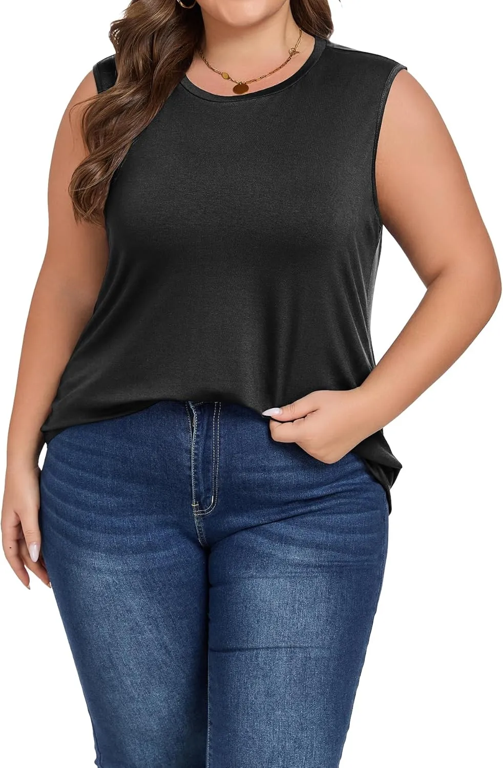 Plus Size Tops for Women Sleeveless Summer Tank Top Loose Fit Casual Tunics Shirts 1XL - 5XL