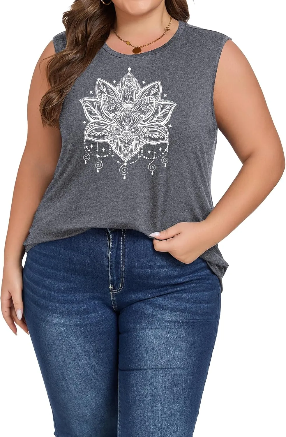 Plus Size Tops for Women Sleeveless Summer Tank Top Loose Fit Casual Tunics Shirts 1XL - 5XL