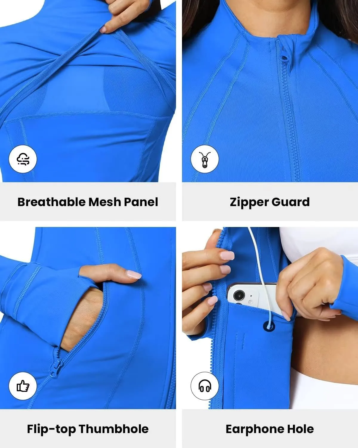 QUEENIEKE Women Athletic Jackets Cottony-Soft Full Zip Slim Fit Workout Running Jacket with Pockets 210503