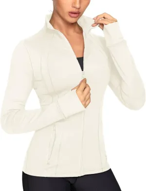 QUEENIEKE Women Athletic Jackets Cottony-Soft Full Zip Slim Fit Workout Running Jacket with Pockets 210503