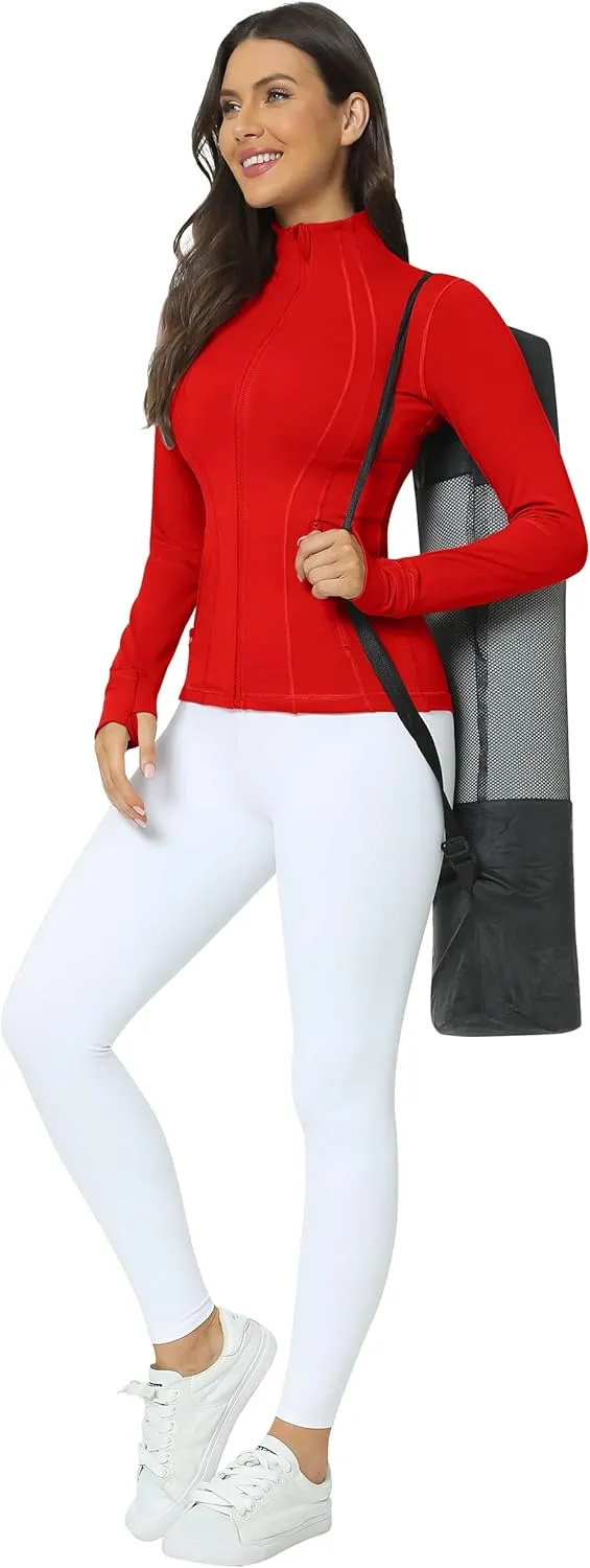 QUEENIEKE Women Athletic Jackets Cottony-Soft Full Zip Slim Fit Workout Running Jacket with Pockets 210503