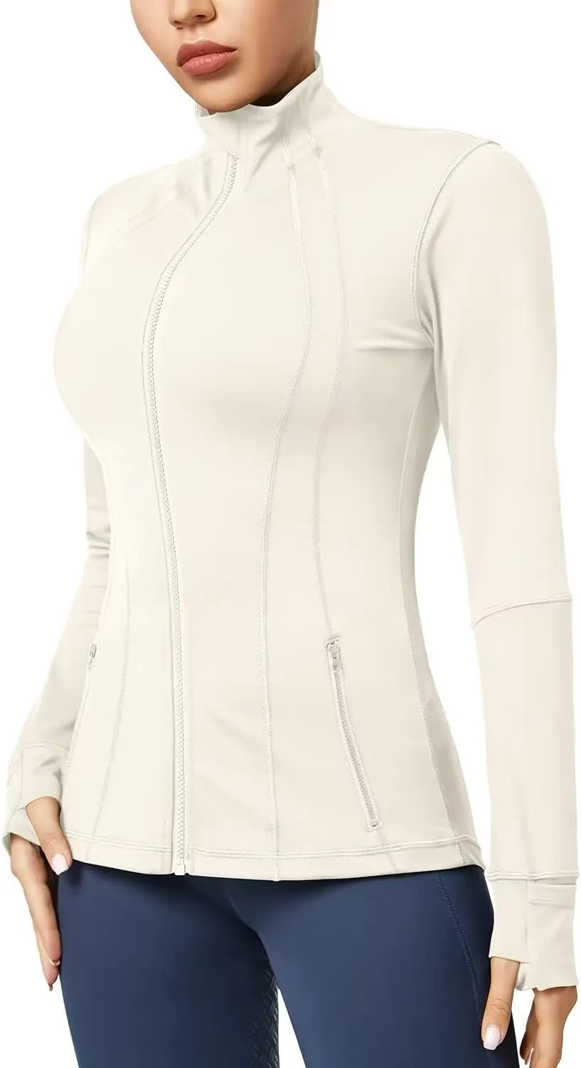 QUEENIEKE Women Athletic Jackets Cottony-Soft Full Zip Slim Fit Workout Running Jacket with Pockets 210503