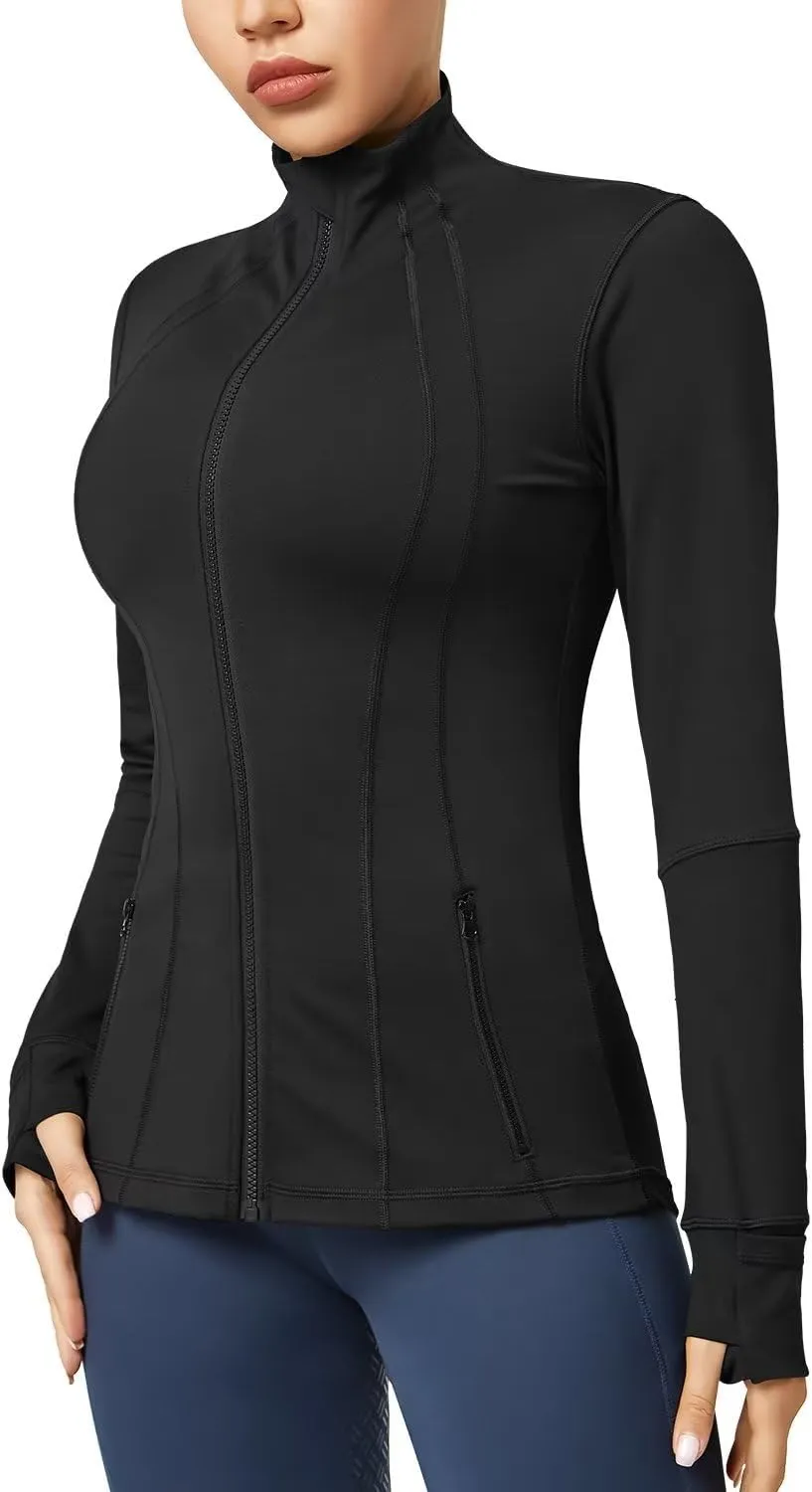 QUEENIEKE Women Athletic Jackets Cottony-Soft Full Zip Slim Fit Workout Running Jacket with Pockets 210503