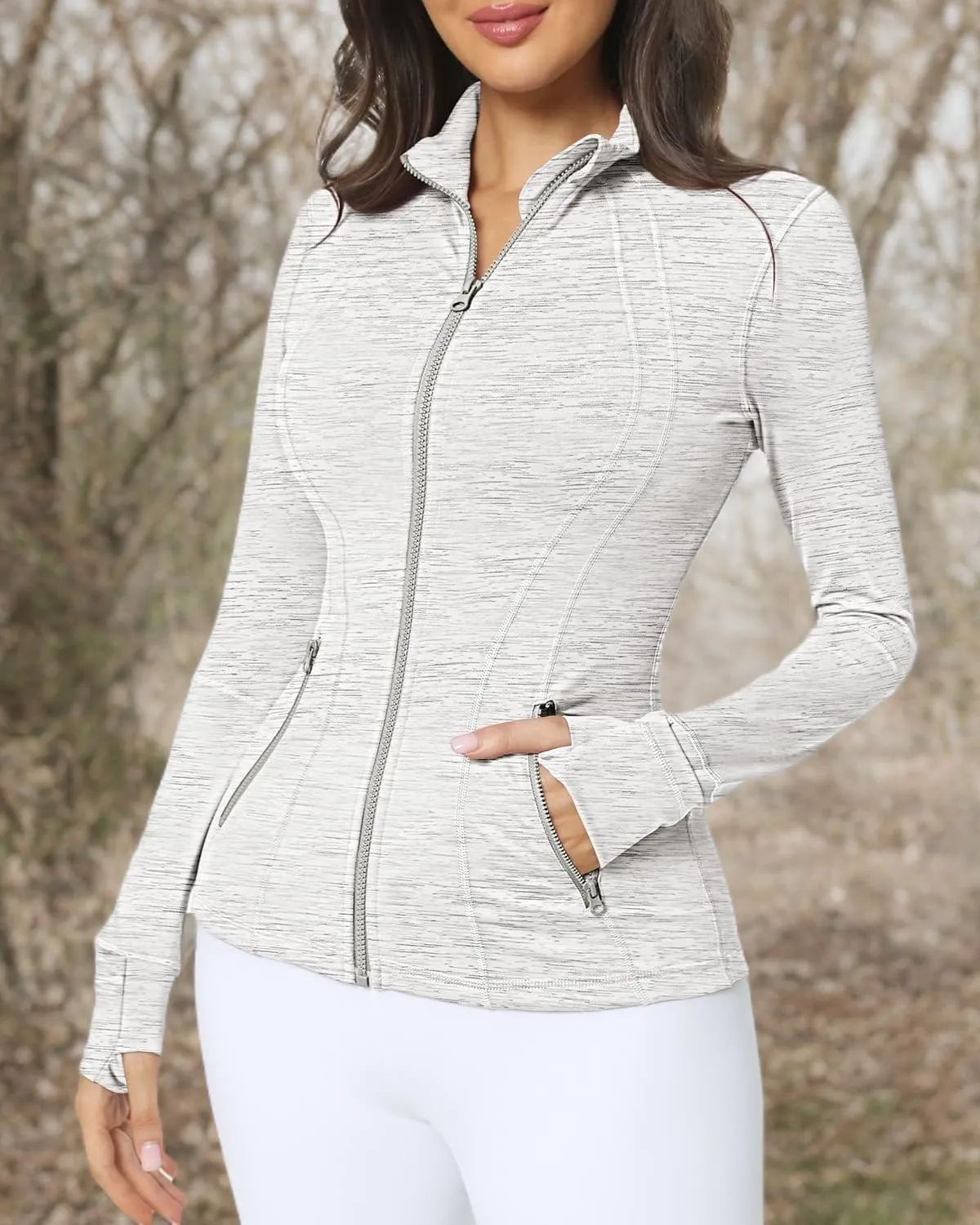 QUEENIEKE Women Athletic Jackets Cottony-Soft Full Zip Slim Fit Workout Running Jacket with Pockets 210503