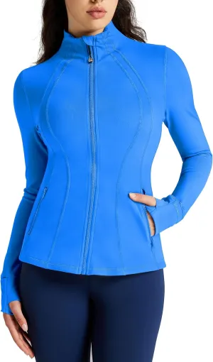 QUEENIEKE Women Athletic Jackets Cottony-Soft Full Zip Slim Fit Workout Running Jacket with Pockets 210503