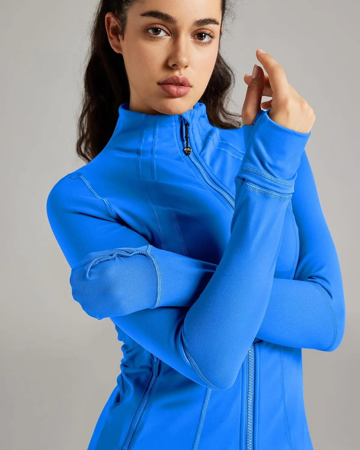 QUEENIEKE Women Athletic Jackets Cottony-Soft Full Zip Slim Fit Workout Running Jacket with Pockets 210503