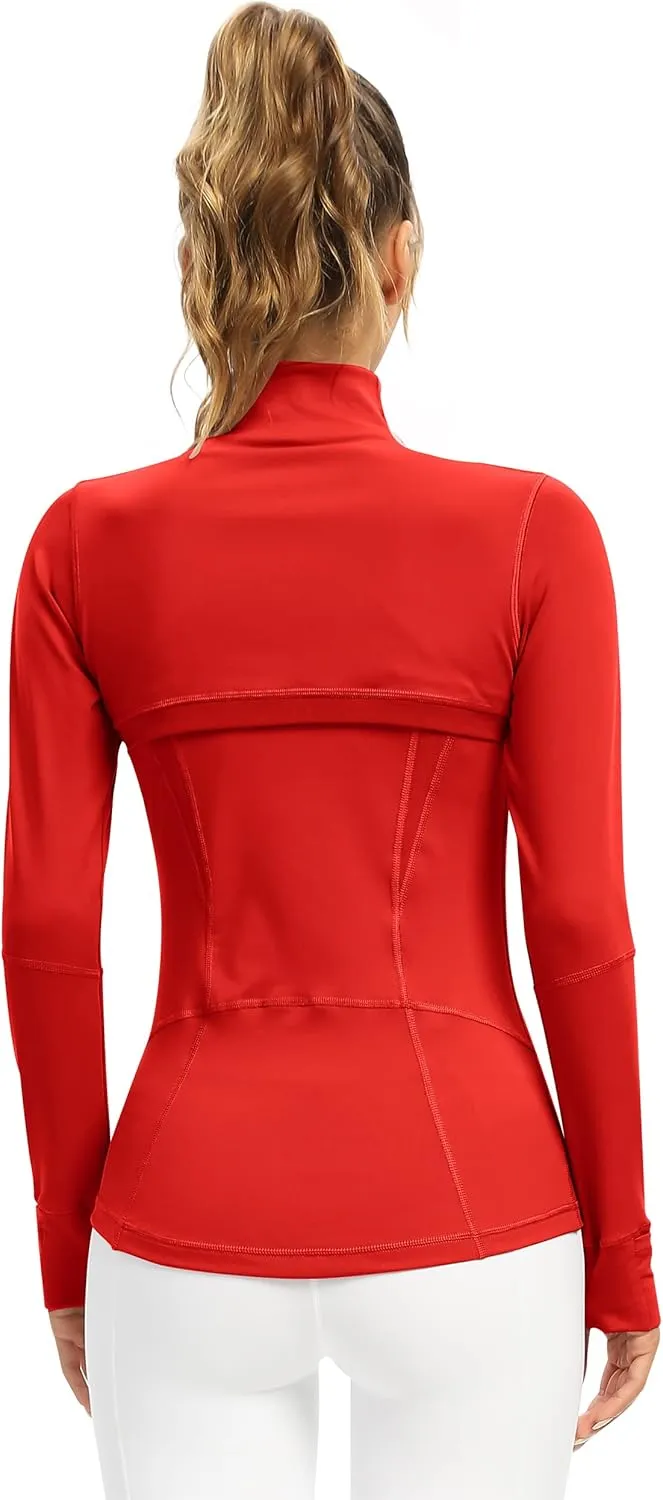 QUEENIEKE Women Athletic Jackets Cottony-Soft Full Zip Slim Fit Workout Running Jacket with Pockets 210503