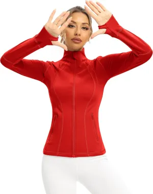 QUEENIEKE Women Athletic Jackets Cottony-Soft Full Zip Slim Fit Workout Running Jacket with Pockets 210503