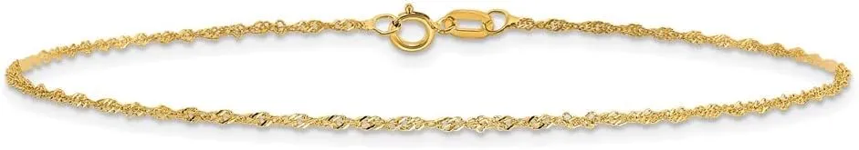 Real 10k Yellow Gold 1.10mm Singapore Chain Necklace