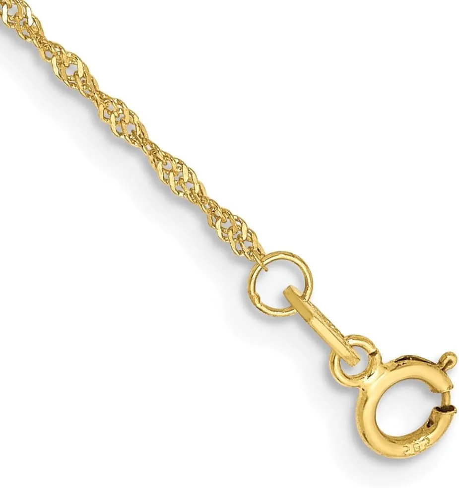 Real 10k Yellow Gold 1.10mm Singapore Chain Necklace